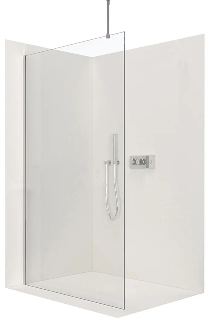 CERANO - Sprchová zástena Walk-in Onyx Top L/P - guľatá vzpera - chróm, transparentné sklo - 100x200 cm, CER-CER-8050BD1697