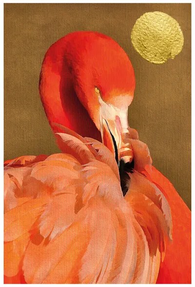 Plagát, Obraz - Kubistika - Flamingo, (40 x 60 cm)