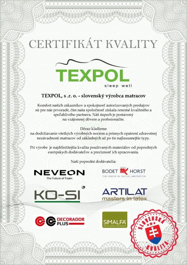 Texpol TOPPER RENO PUR 6 cm - z profilovanej peny 100 x 200 cm, snímateľný poťah