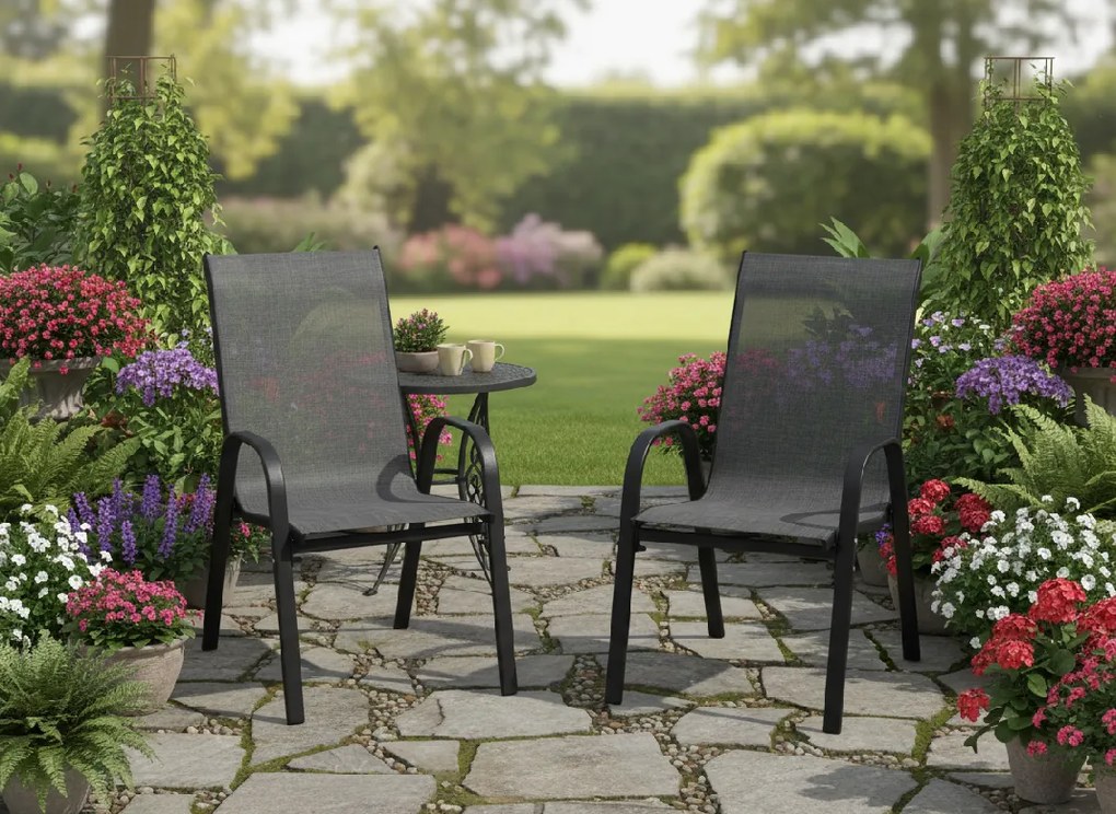 Garden Line SADA 2 ČIERNYCH ZÁHRADNÝCH STOLIČIEK 54 x 72 x 96