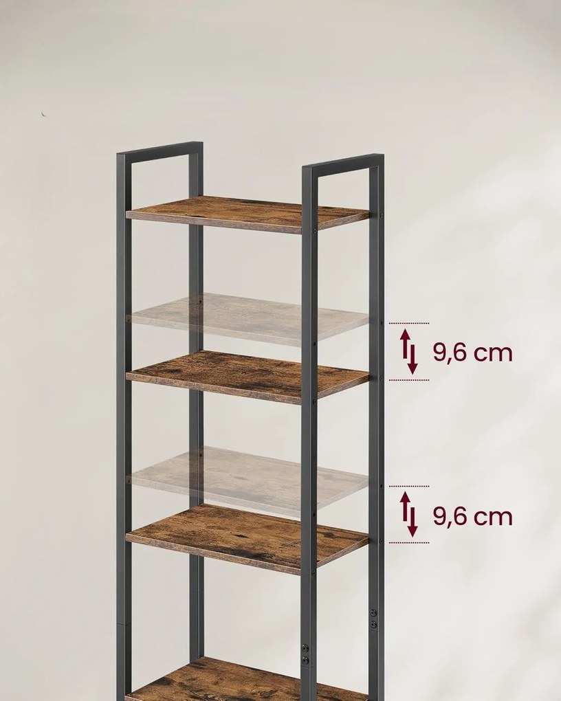 Knižnica Vasagle Koudy 160 cm hnedá/čierna