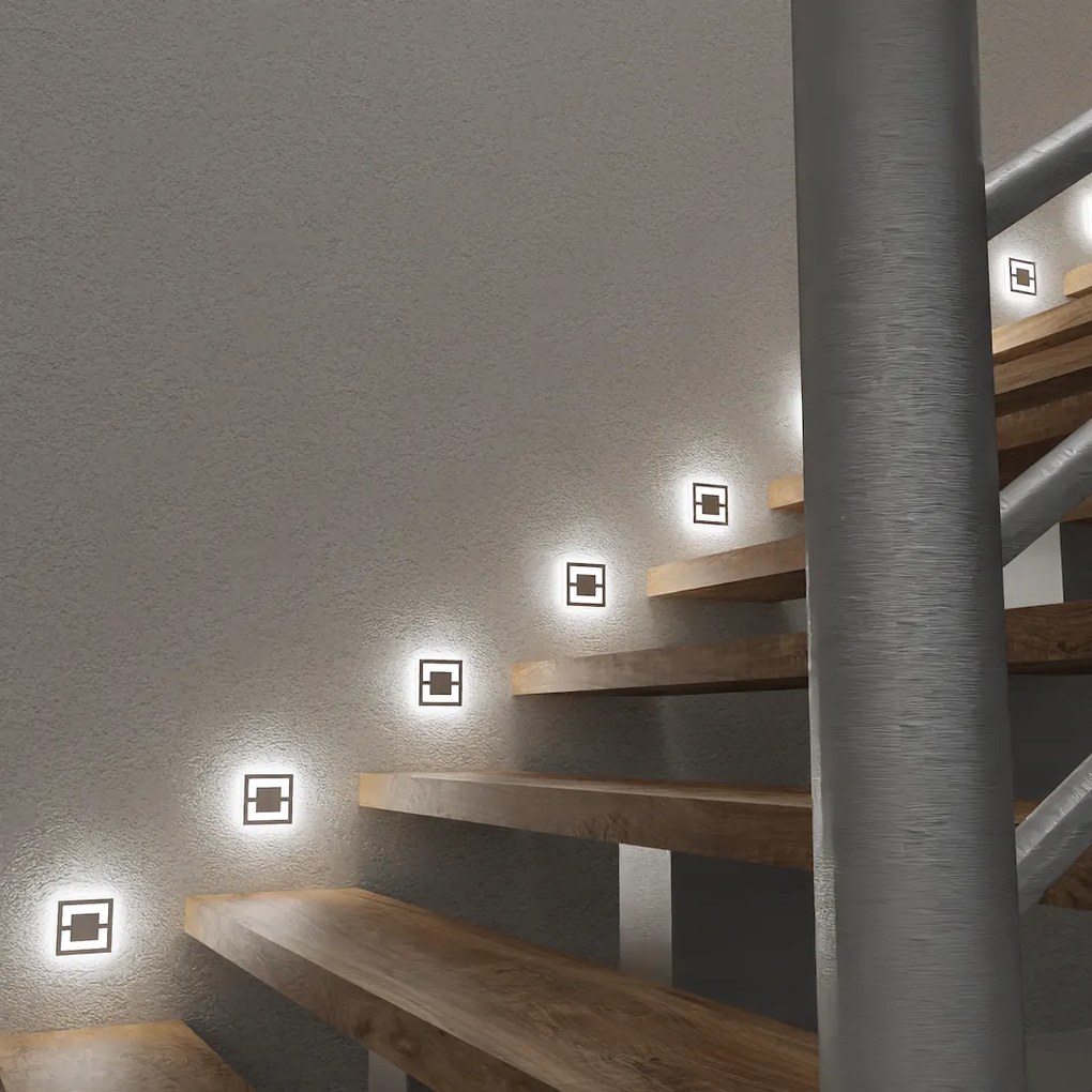 Schodiskové LED svietidlo Quadro, 1x LED 0,6w, 4000k, s