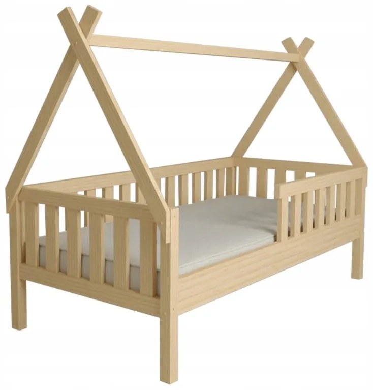 Detská domčeková posteľ z masívu borovice TEA - 200x90 cm - prírodná