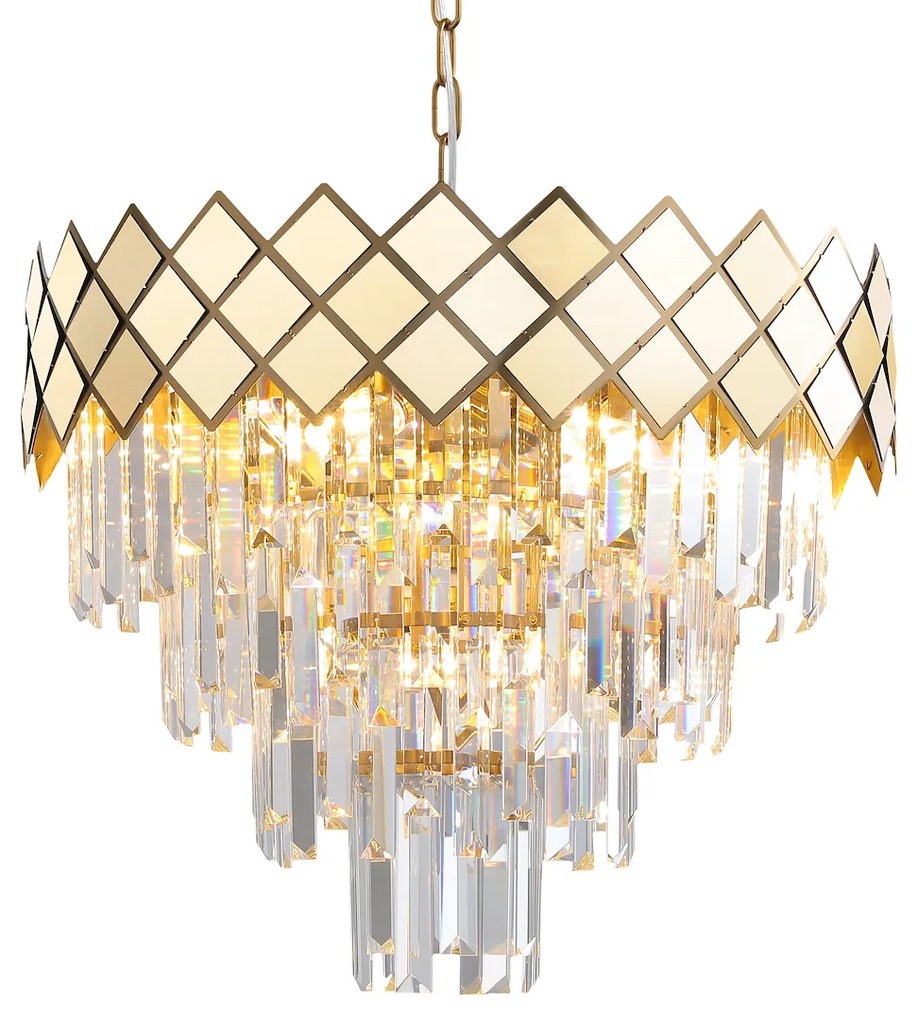EUlight Luster Carisma II, 1x krištáľové/zlaté kovové tienidlo, (fi 50cm), g