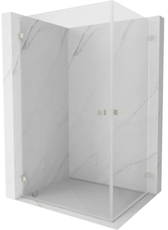 Mexen Lunar-B Duo výklopný sprchový kút 80 x 75 cm, číre sklo, brúsená oceľ, 832-080L-075P-97-00