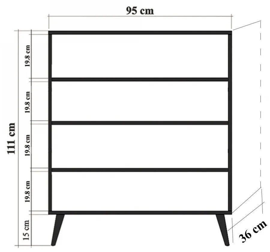 Komoda Kikos 95 cm hnedá/červená