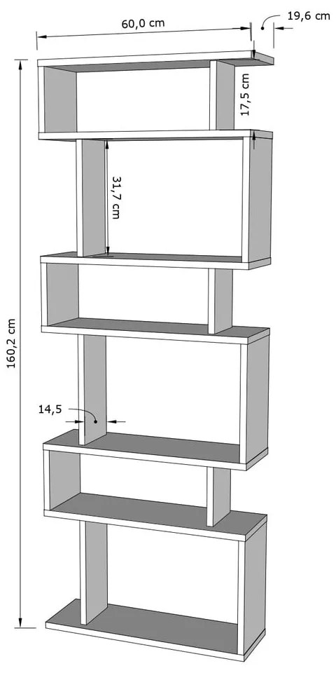Biela/prírodná knižnica v dekore duba 60x160 cm Bates - Kalune Design