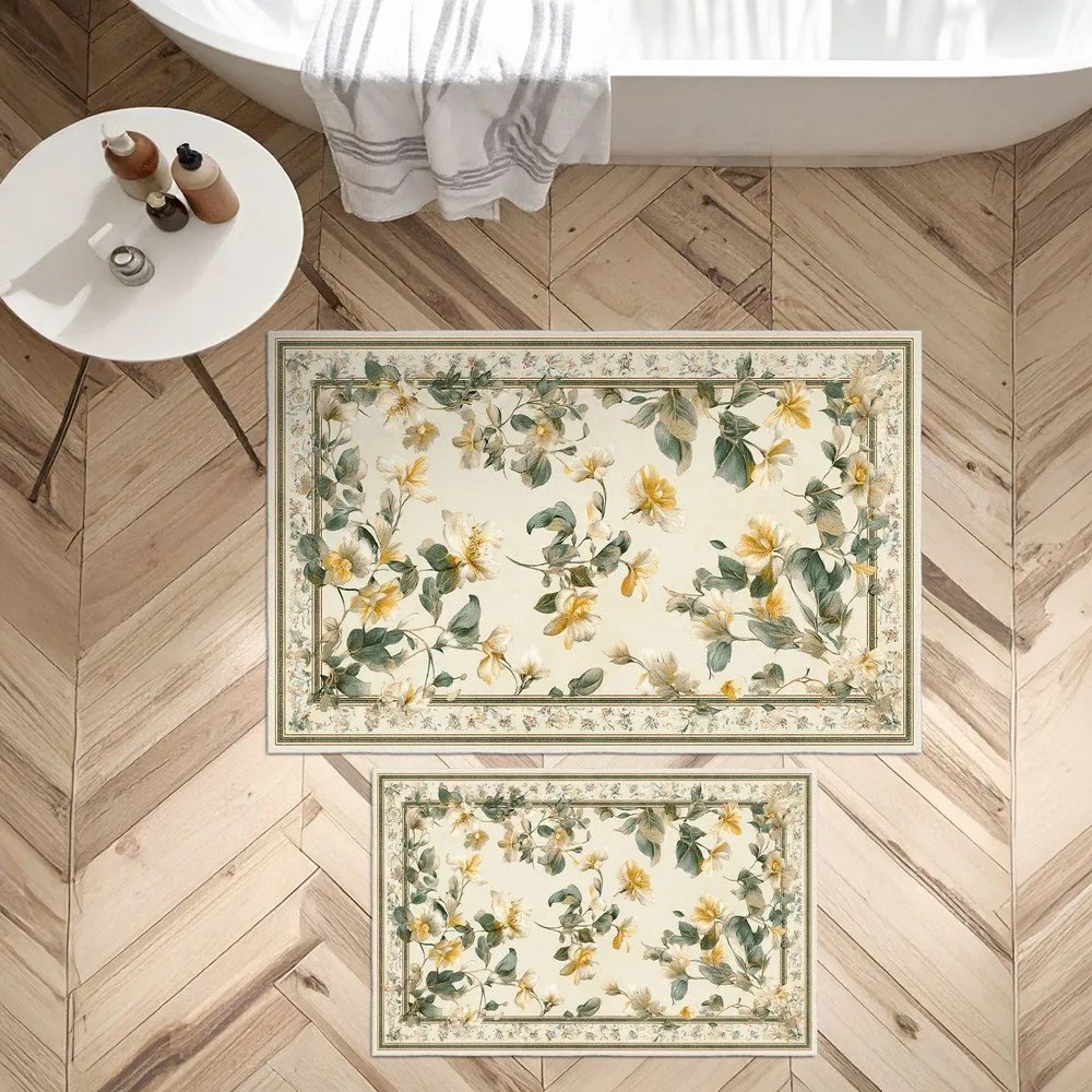 Béžové kúpeľňové predložky v súprave 2 ks 60x100 cm – Foutastic