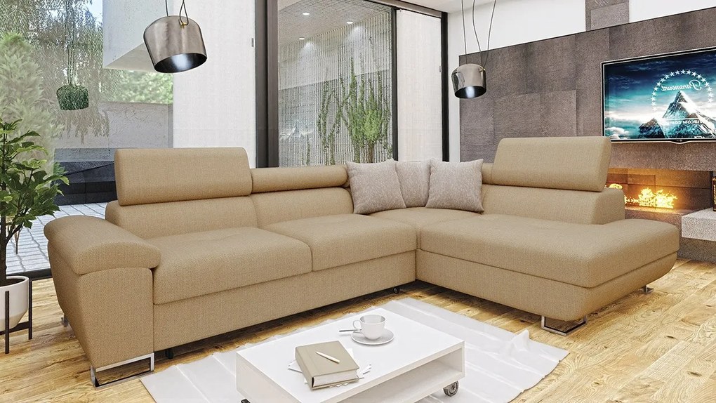 Rohová rozkladacia sedačka Alvin Premium, Dostupné poťahy: Otusso 02 + Sorriso 05 + Sorriso 05, Strana: pravá