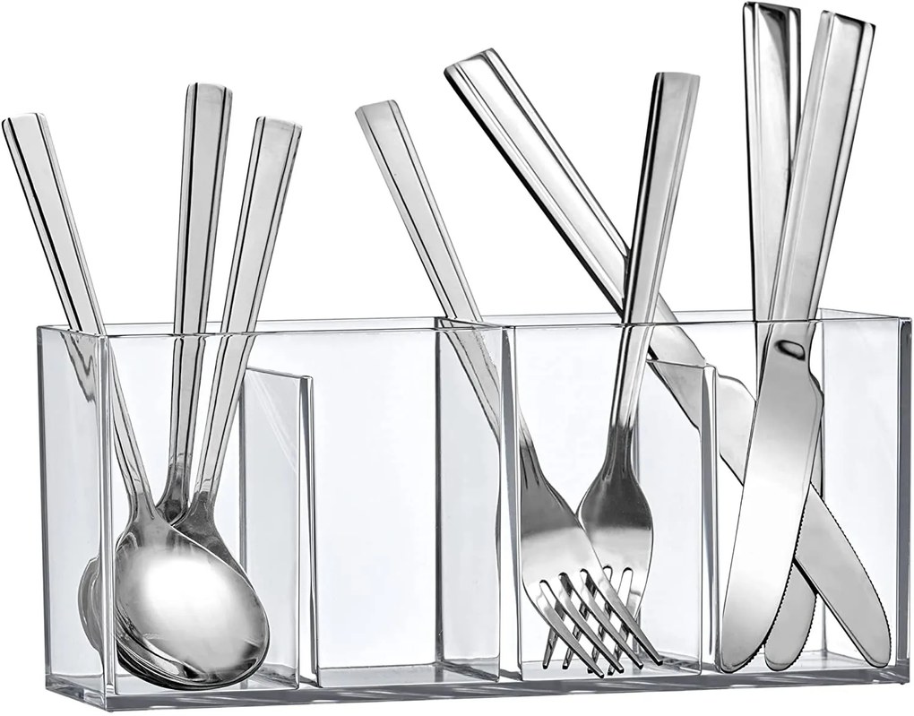 5Five® Transparentný box, 4 priehradky na stojace predmety, SELENA