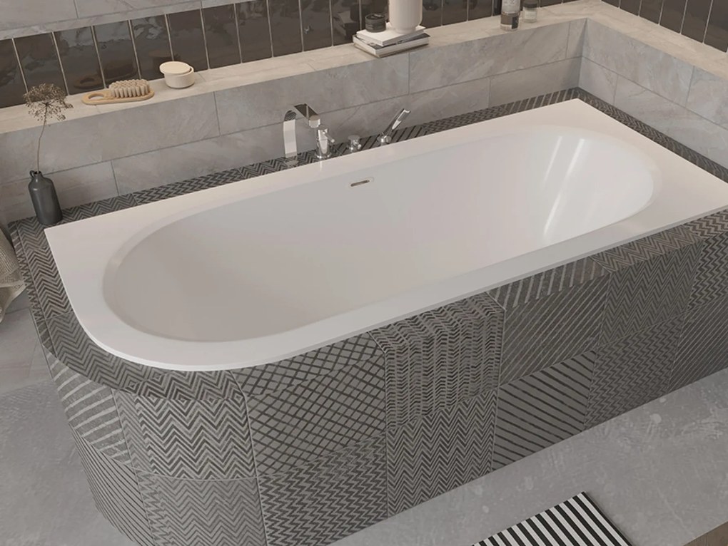 Besco Akrylátová asymetrická vaňa Avita Slim Plus 170x75, s prepadom BESCO-Typ výpuste: Alcaplast Click-Clack so štrbinovým prepadom, grafit, BESCO-R…