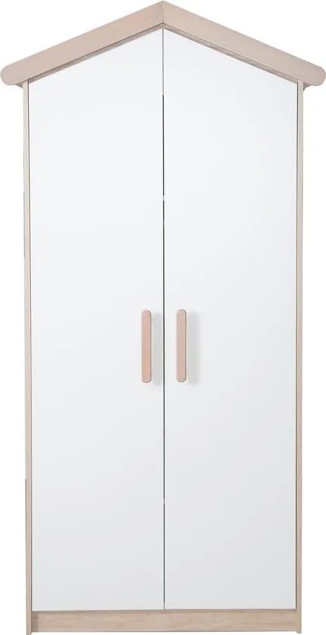 Detská šatníková skriňa v bielej a prírodnej farbe v dekore duba 96x190x50 cm Cabane – Roba