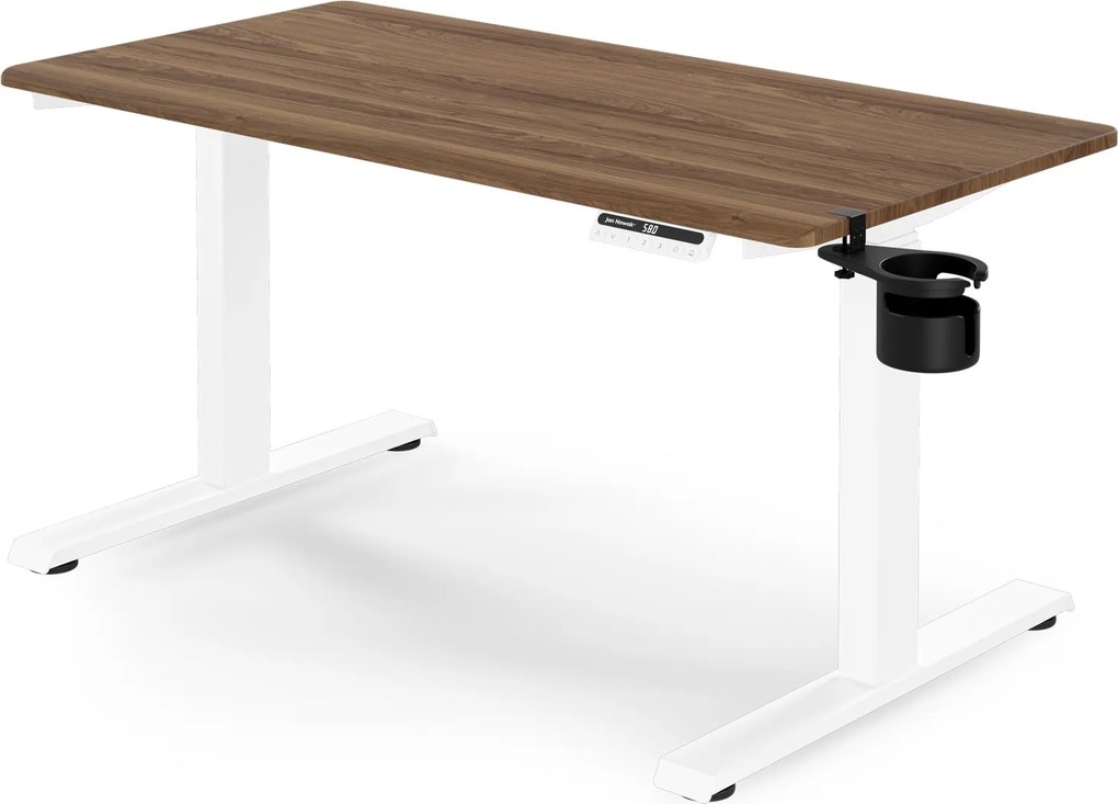 Elektrický stôl s nastaviteľnou výškou ergonomický biely/orech,1200x600 mm: ARIA