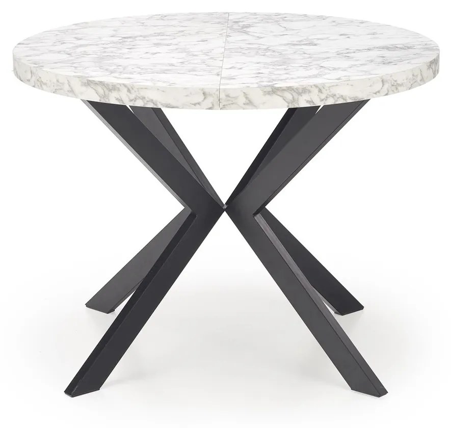 Skladací jedálenský stôl PERONI 100/250 cm biela mramorová/čierna