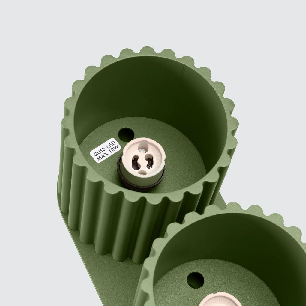 Stropné svietidlo Aura, 2x olivovo zelené hliníkové tienidlo, (10 cm)