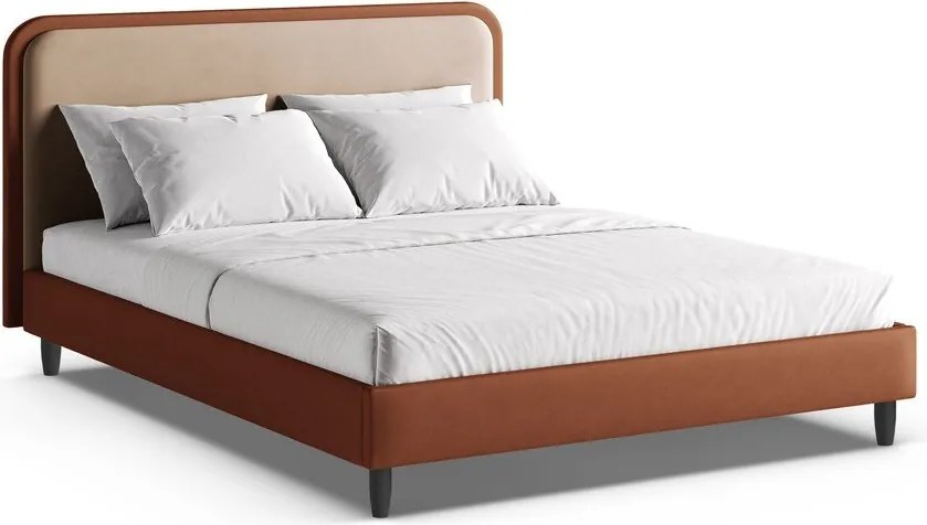 Čalúnená dvojlôžková posteľ s roštom 180x200 cm v tehlovej farbe Aveline – Micadoni