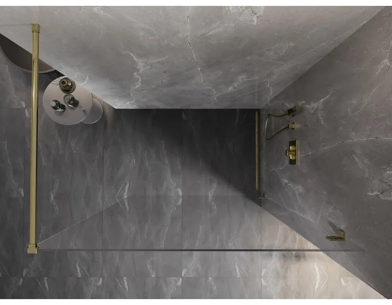 Mexen Lunar sprchová stena pravá 100 x 200 cm, 8mm číre sklo, zlatá lesklá, 830-100-000-50-00-P