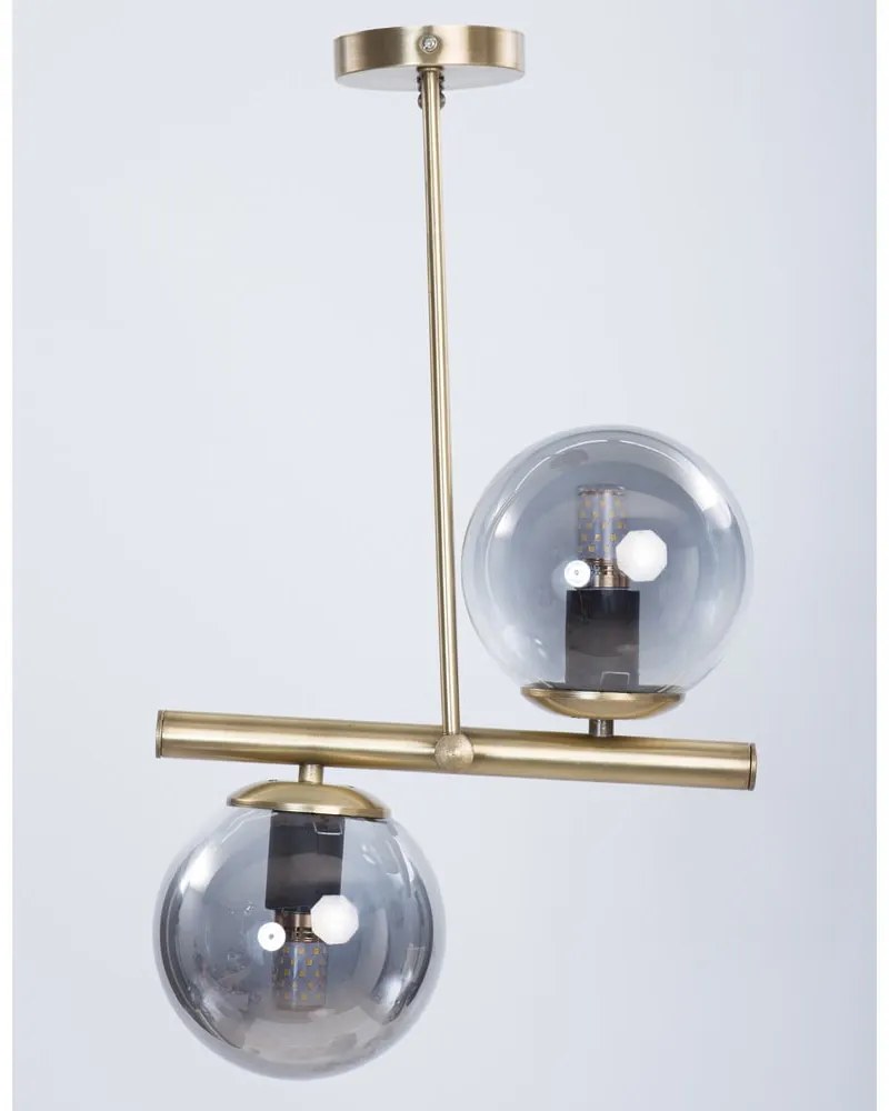 Stropné svietidlo so skleneným tienidlom v sivo-zlatej farbe ø 15 cm Libra – Squid Lighting