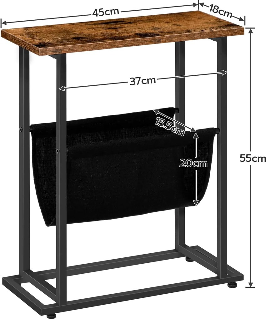 Príručný stolík Vasagle Olmira 45 cm čierny/hnedý