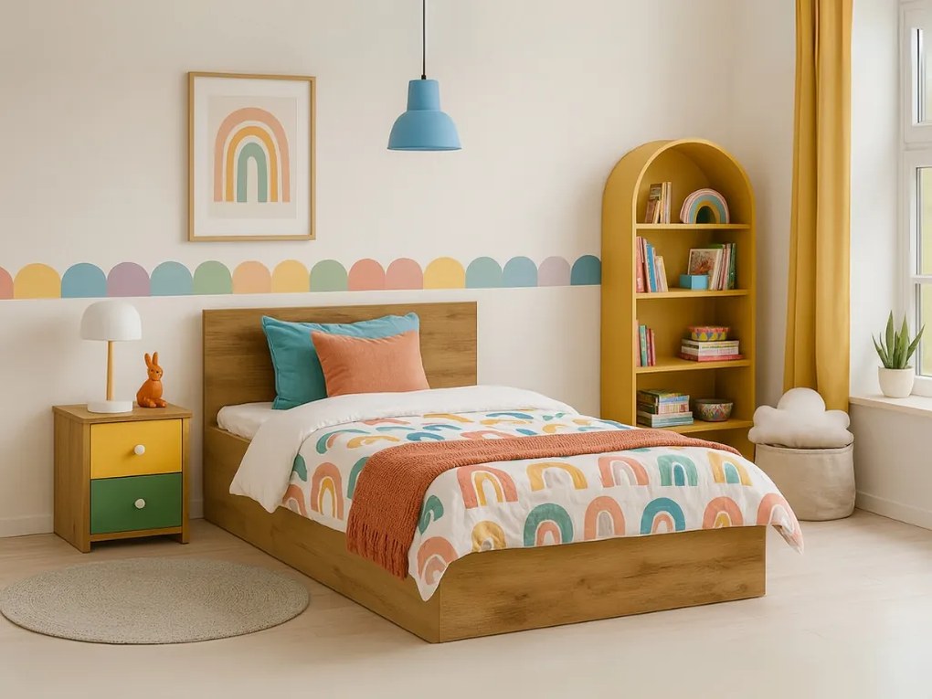 Posteľ SOFIA 90 x 200 cm, dub artisan Rošt: Bez roštu, Matrac: Matrac COCO MAXI 20 cm