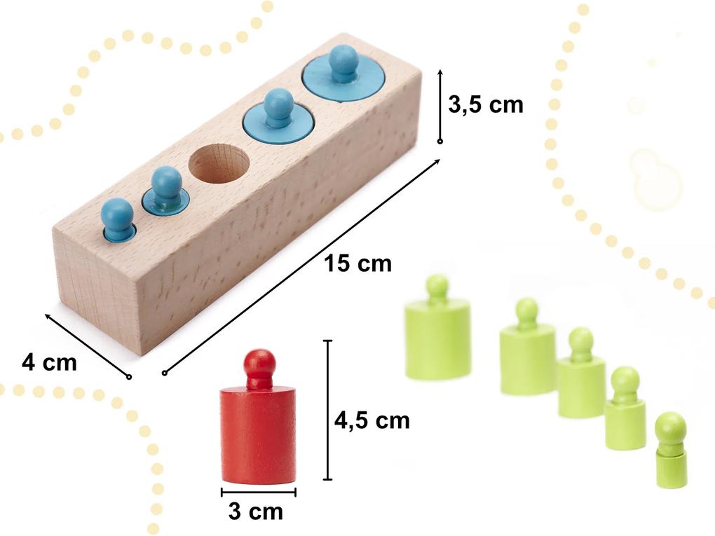 KIK Montessori drevené valcové závažia farebné