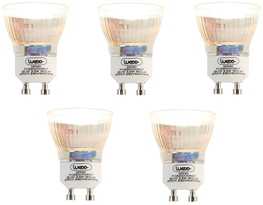Sada 5 LED žiaroviek GU10 35 mm 3,5 W 180 lm 2700 K