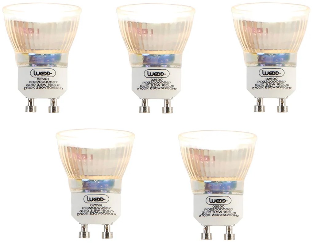 Sada 5 LED žiaroviek GU10 35mm 3.5W 180 lm 2700K