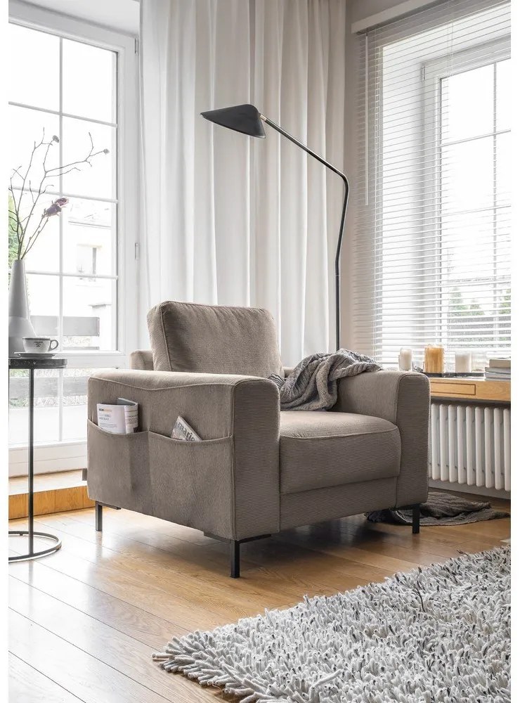 Hnedé menčestrové kreslo Lofty Lilly – Miuform