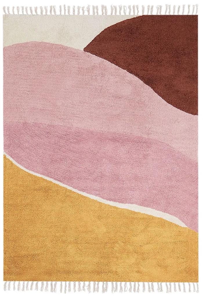 Bavlnený koberec 140 x 200 cm viacfarebná a ružová XINALI Beliani
