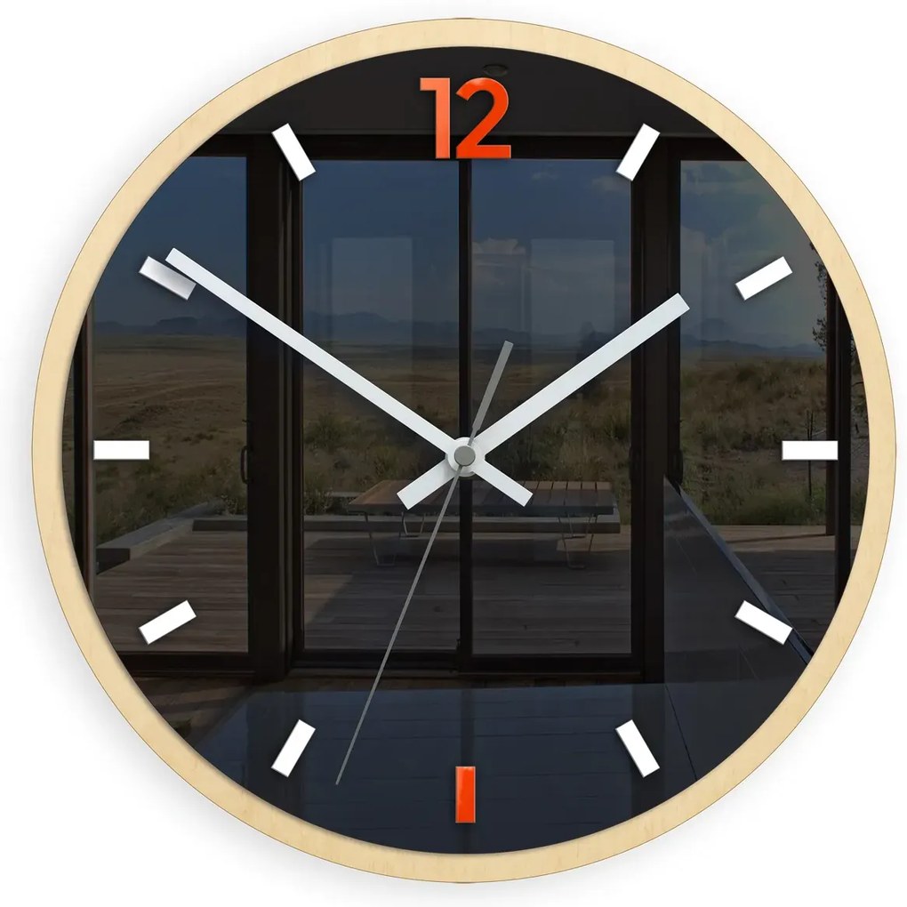 Nástenné hodiny Grafit 30 cm oranžové/čierne