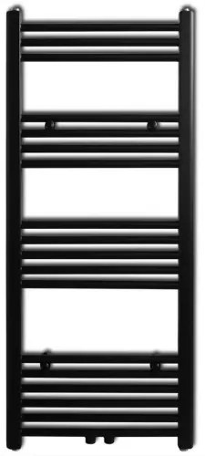 Čierny rebríkový radiátor na centrálne vykurovanie, rovný 500 x 1160 mm-
