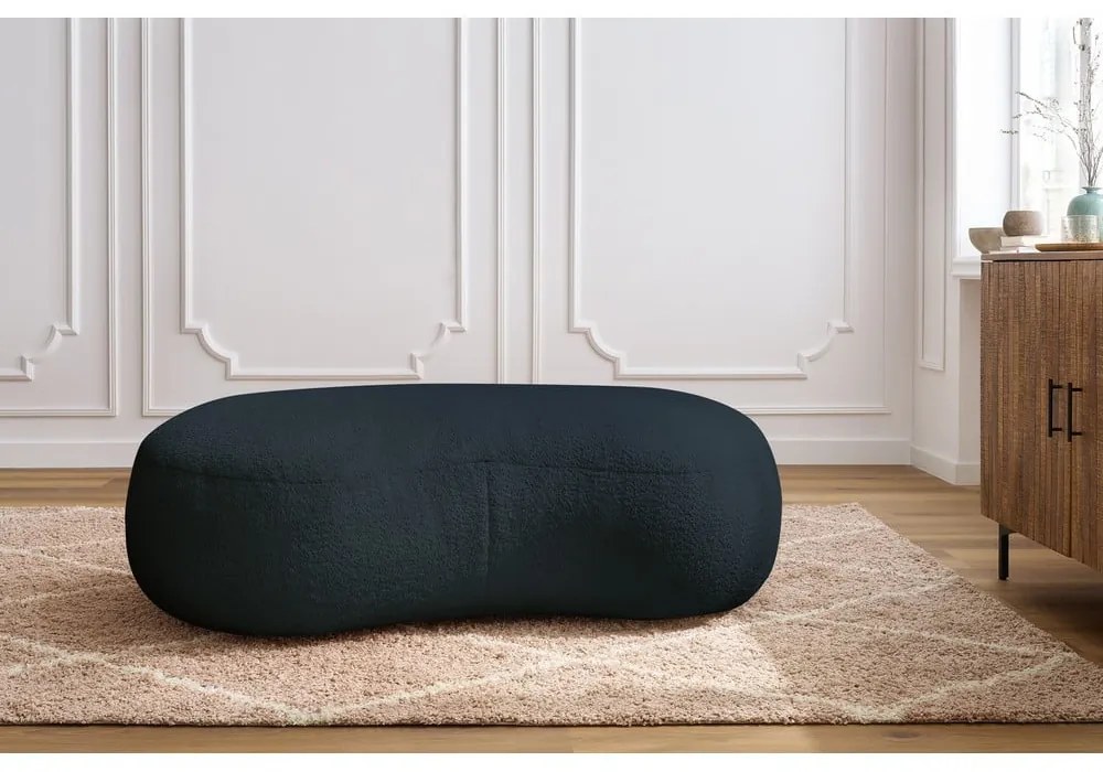 Tmavomodrá podnožka z textílie bouclé Saint-Germain – Bobochic Paris