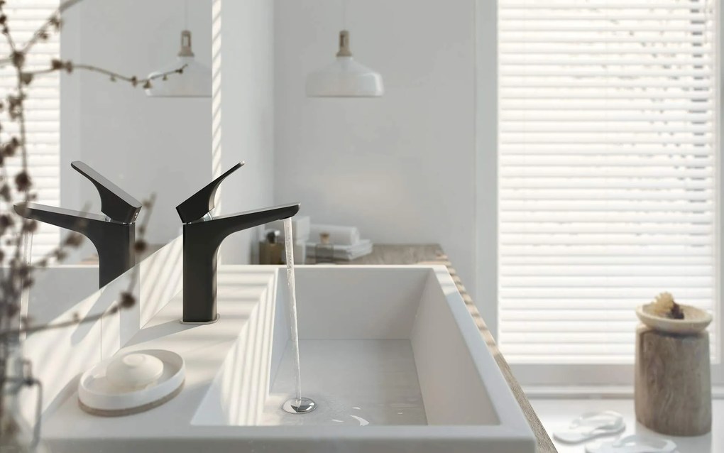 Deante Hiacynt, umývadlová batéria h-161 + kovová zátka Click-Clack s prepadom, čierna matná, BQH_N21M