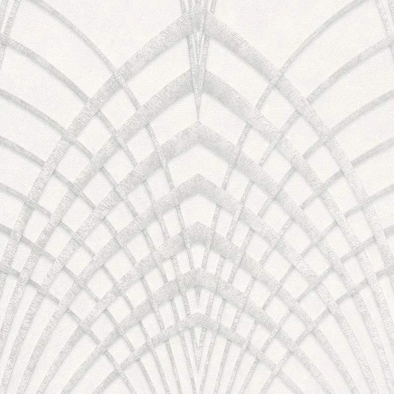 Vliesové tapety na stenu IMPOL Modernista 32277, Art Deco strieborná na bielom podklade, rozmer 10,05 m x 0,53 m, Marburg