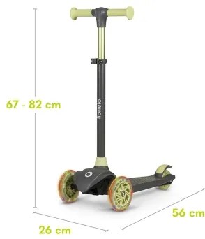 Lionelo - Detská kolobežka JESSY 3xAA šedá/zelená