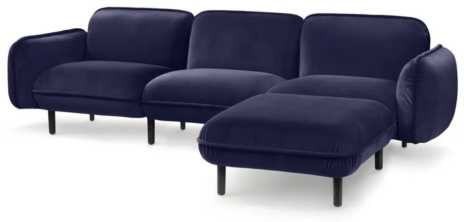 Tmavomodrá zamatová pohovka EMKO Bean