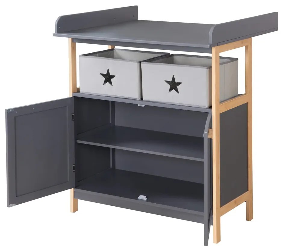 Antracitovosivá nízka detská komoda s prebaľovacím pultom 87x75 cm Berlin – Roba