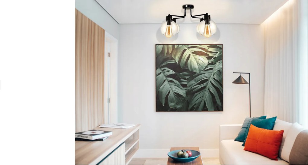 BERGE LED lustrové stropné svietidlo 4xE27 priehľadná sklenená guľa