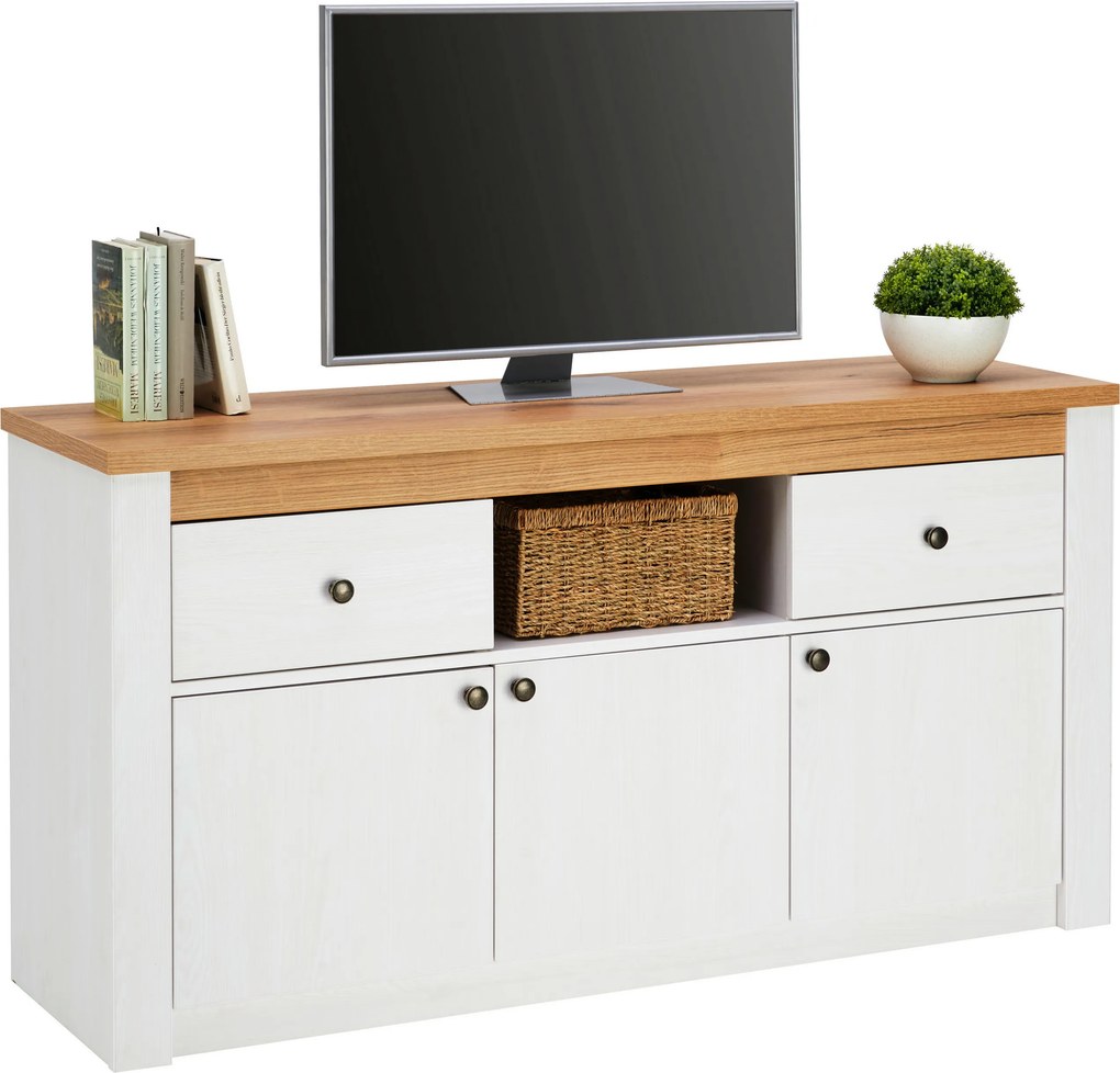 XXXLutz KOMODA, biela, farba smrekovca, 137/72/42 cm Landscape - Komody - 001803069102