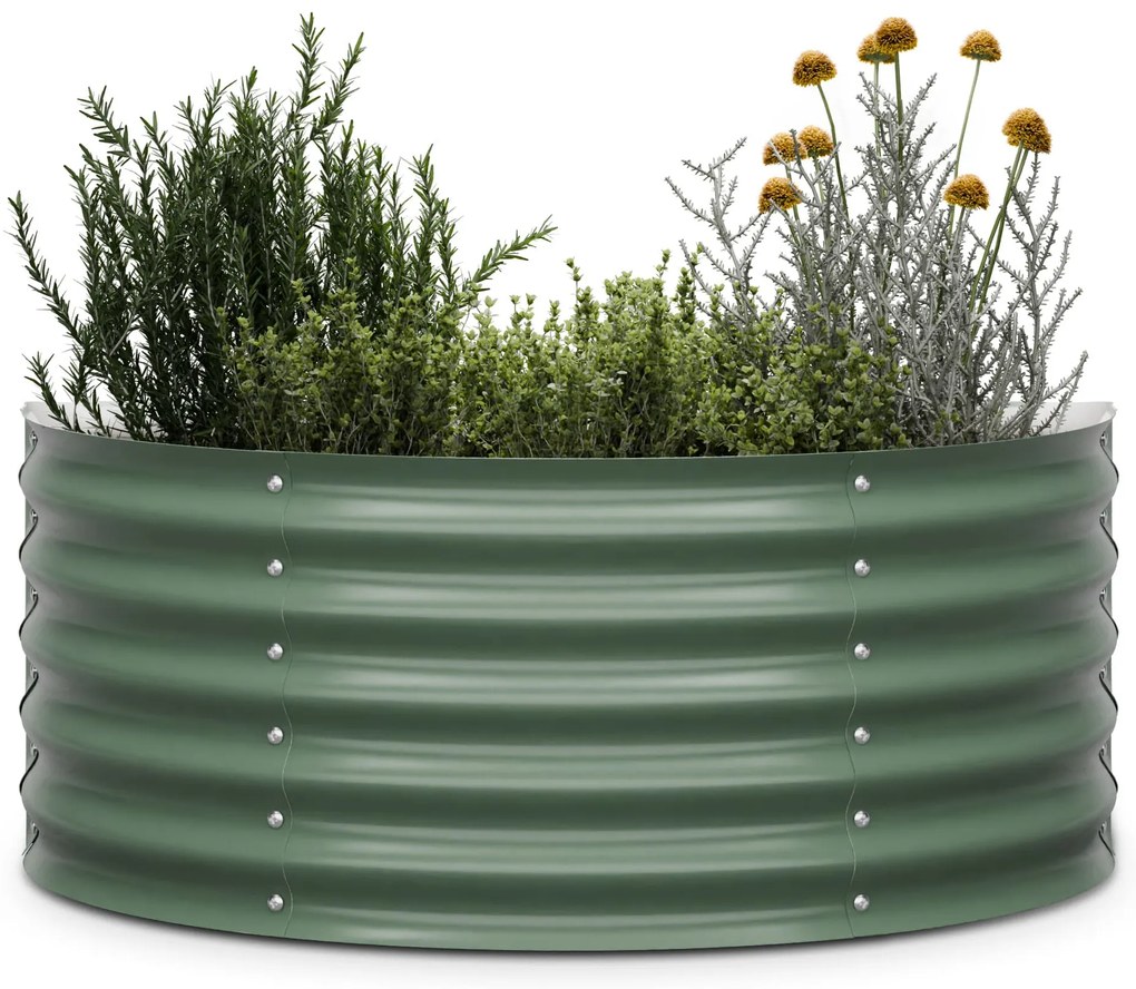 High Grow Half Circle, polkruhový vyvýšený záhon, 105x43x60 cm, z vlnitého oceľového plechu, jednoduchá montáž, odolný voči hrdzi a mrazu