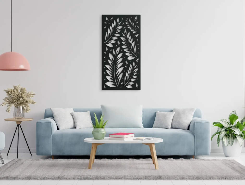 drevko Drevený obraz Listy vo vánku Rozmer obrazu: 44,5 x 22,5 cm, Farba dekorácie: Čierna