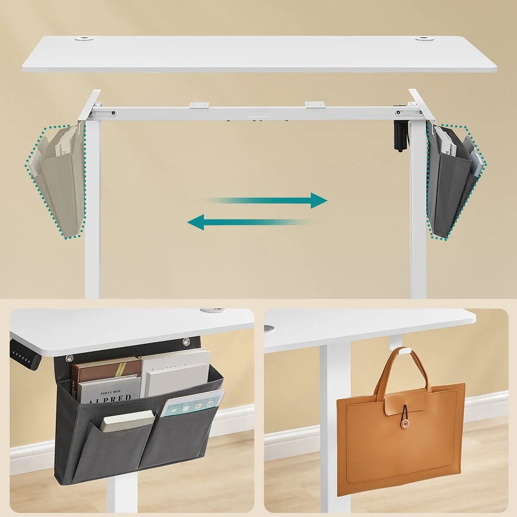 Elektricky nastavitelný psací stůl Vasagle Foral 140 cm bílý