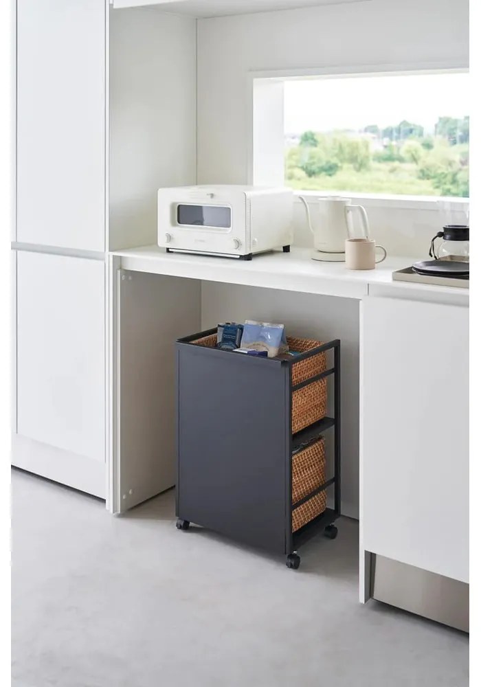 Čierny kovový pojazdný regál 42x60 cm Tower – YAMAZAKI