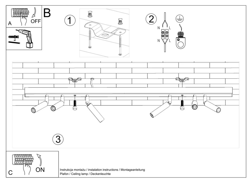 Stropné svietidlo EYETECH 6 biele