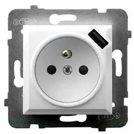 Zásuvka + USB zásuvka  GP-1GZPUSB/m/00 biela