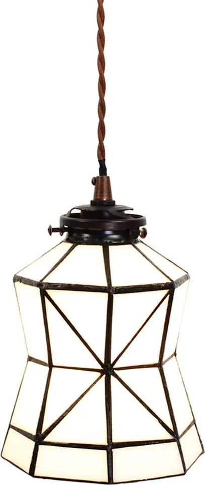 Biela závesná tiffany lampa Joanne - Ø 15*115 cm E14/max 1*25W