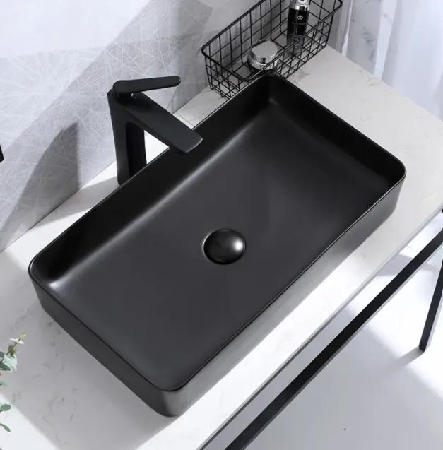 REA DENIS 61x35 BLACK MAT pultové umývadlo