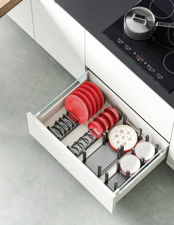 IN-DURO Držiak na taniere do zásuvky STRIPES , 16 x 47 x 18 cm , antracit