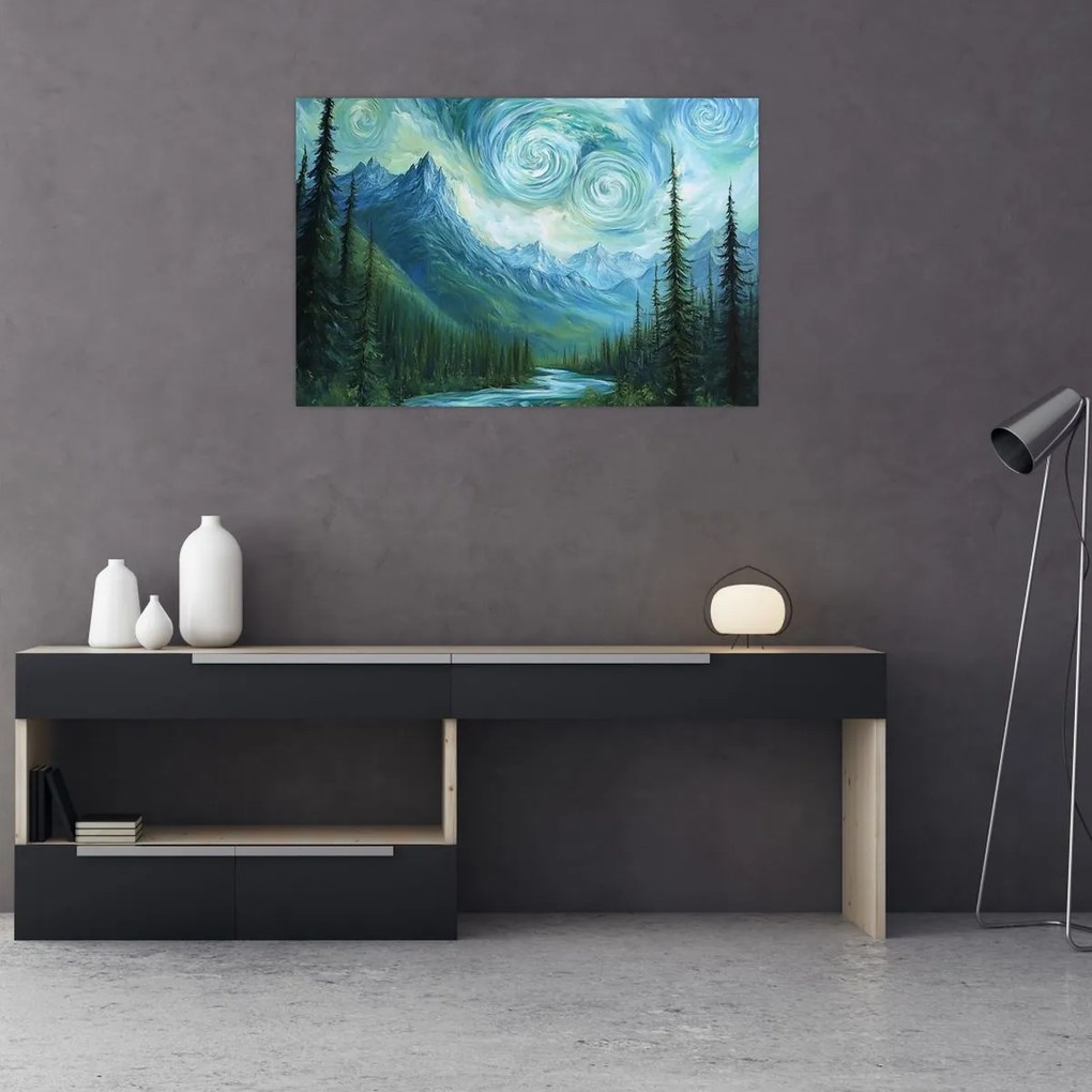 Obraz - Krajina s nádychom Van Gogha (90x60 cm)