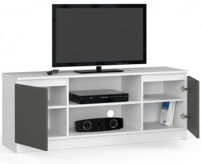 Stolík pod TV RTV 140 2D 1P biely / sivý